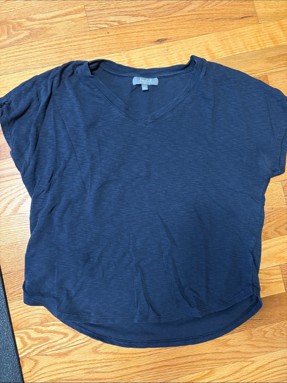 Madewell Navy V-Neck Short Sleeve Slub Tee